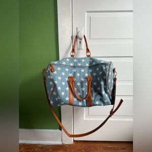 Distressed Denim Weekender Duffel